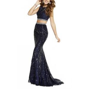 NEW PANOPLY women's fitted trumpet skirt dress in navy